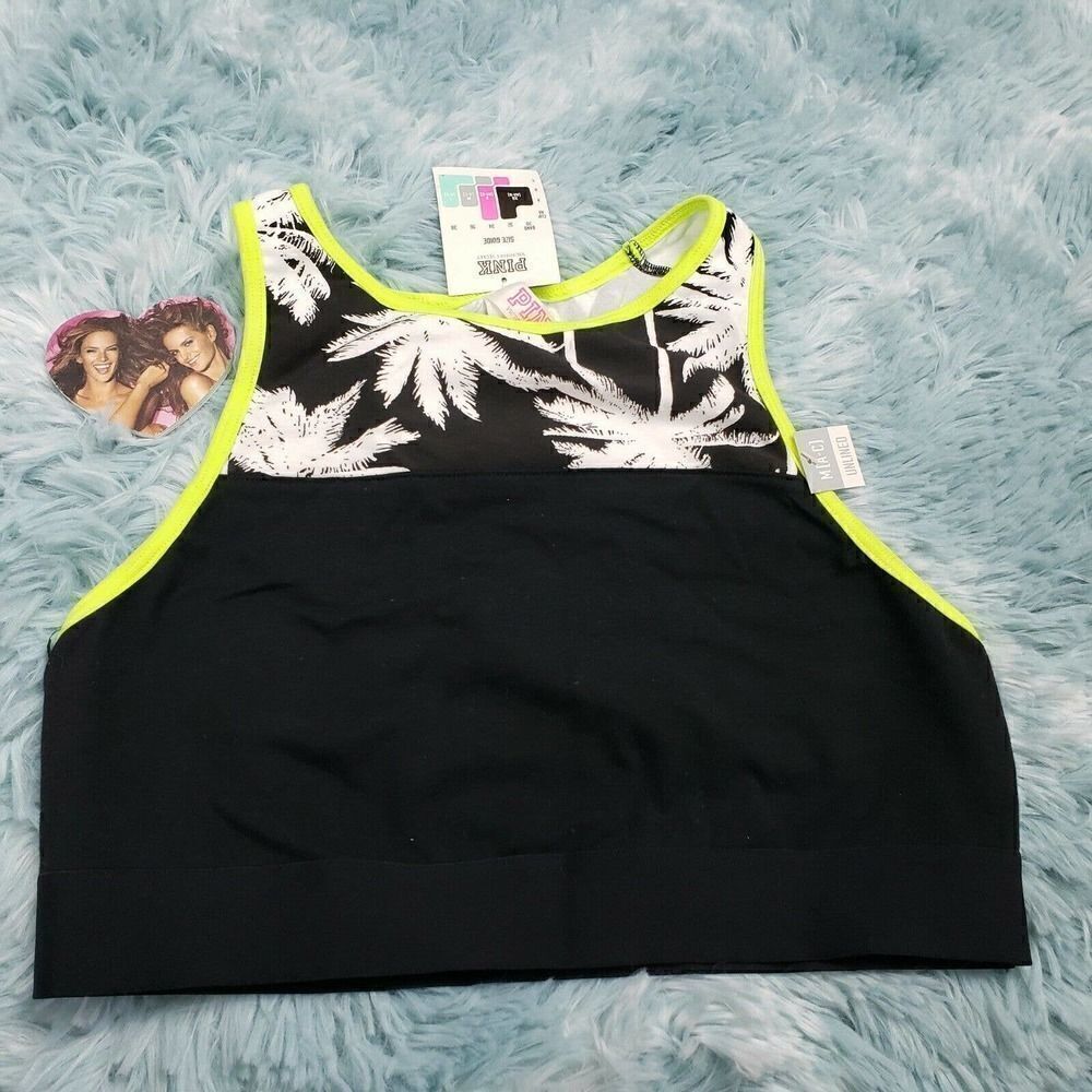 Victoria's Secret Pink Reverse Racerback Bra Top Grassy Palmmedium